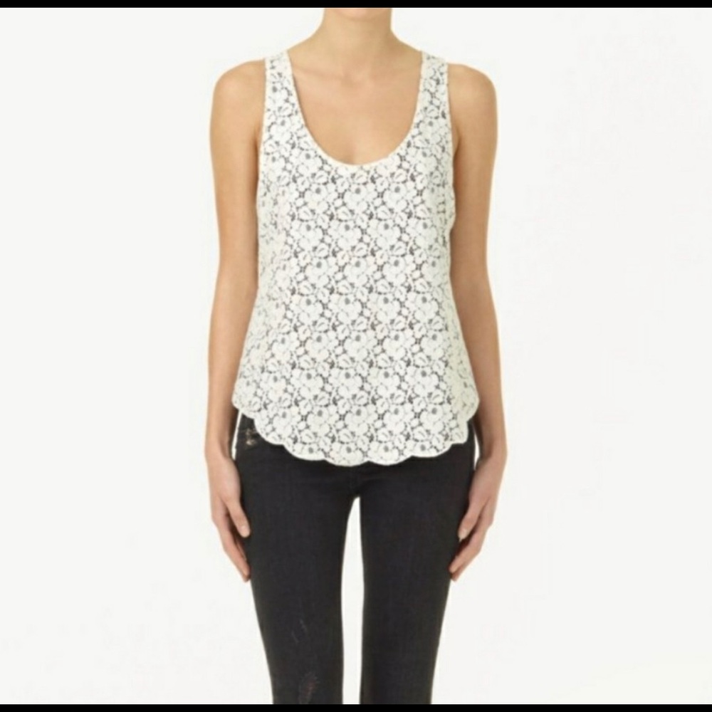 Talula aritzia Betty tank -cream lace over black M
